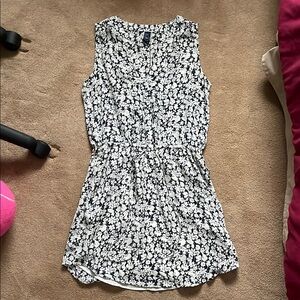 Gap Floral Navy and White Sleeveless Dress Tie Cinch Waist